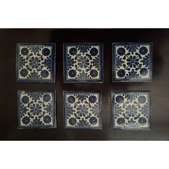 Tiles Artisan Terra Cotta Handmade Glazed Set of 6 - Picture 9 of 12